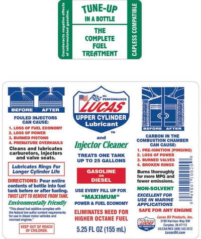 Lucas Oil Fuel Treatment 5.25 Oz - Boost Engine Performance & Efficiency