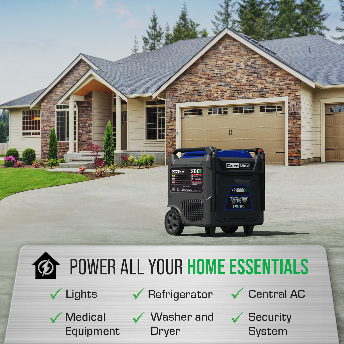 DuroMax  11,000 Watt Portable Dual Fuel Inverter Generator w/ CO Alert