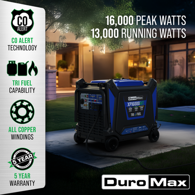 DuroMax  16,000 Watt Tri Fuel Portable Inverter Generator w/ CO Alert