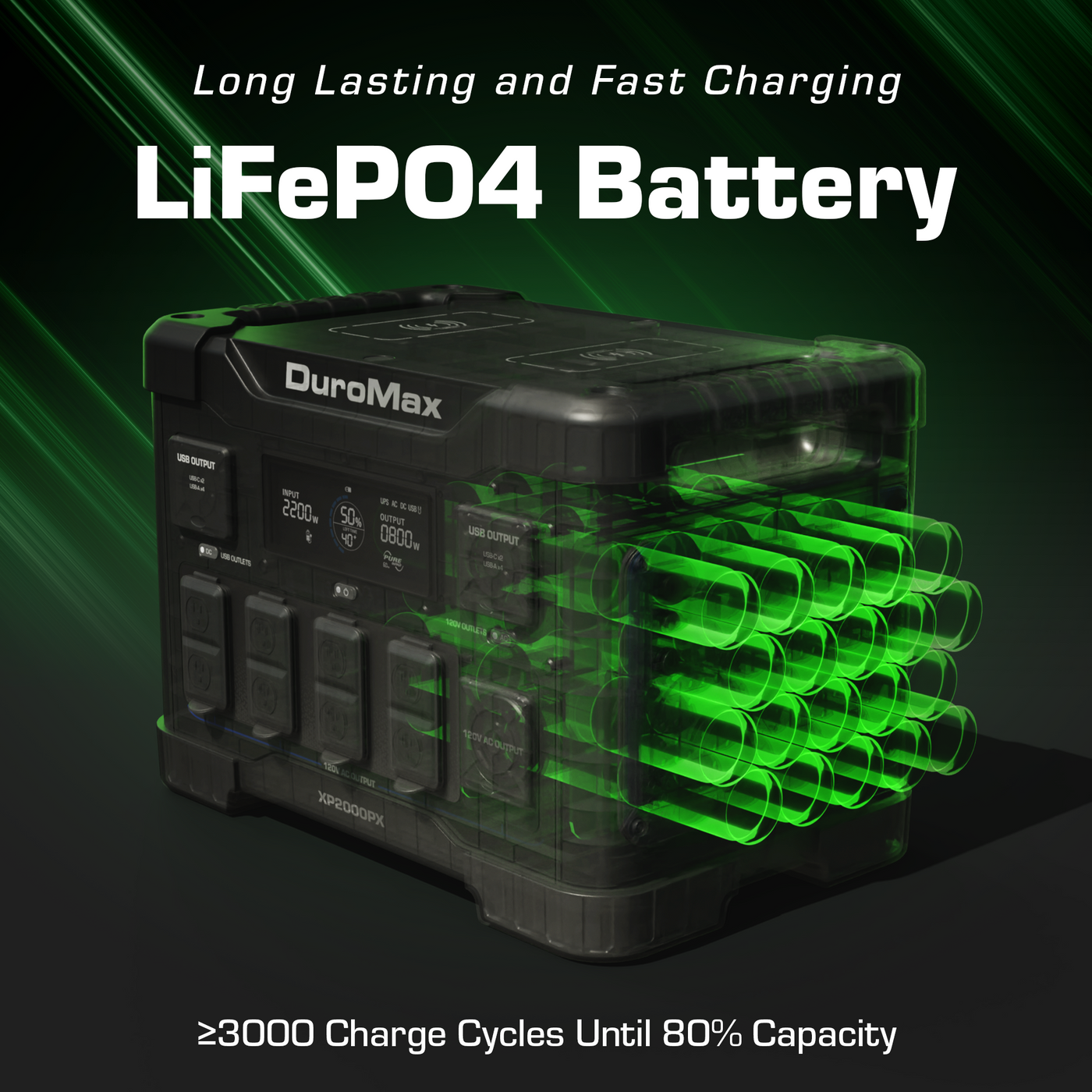 DuroMax  2000 Watt 1843 Wh LiFePO4 Portable Battery Backup Power Station