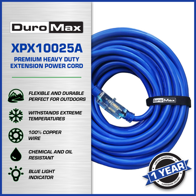 DuroMax  DuroMax XPX10025A Heavy Duty SJEOOW 25-Foot 10 Gauge Blue Single Tap Extension Power Cord