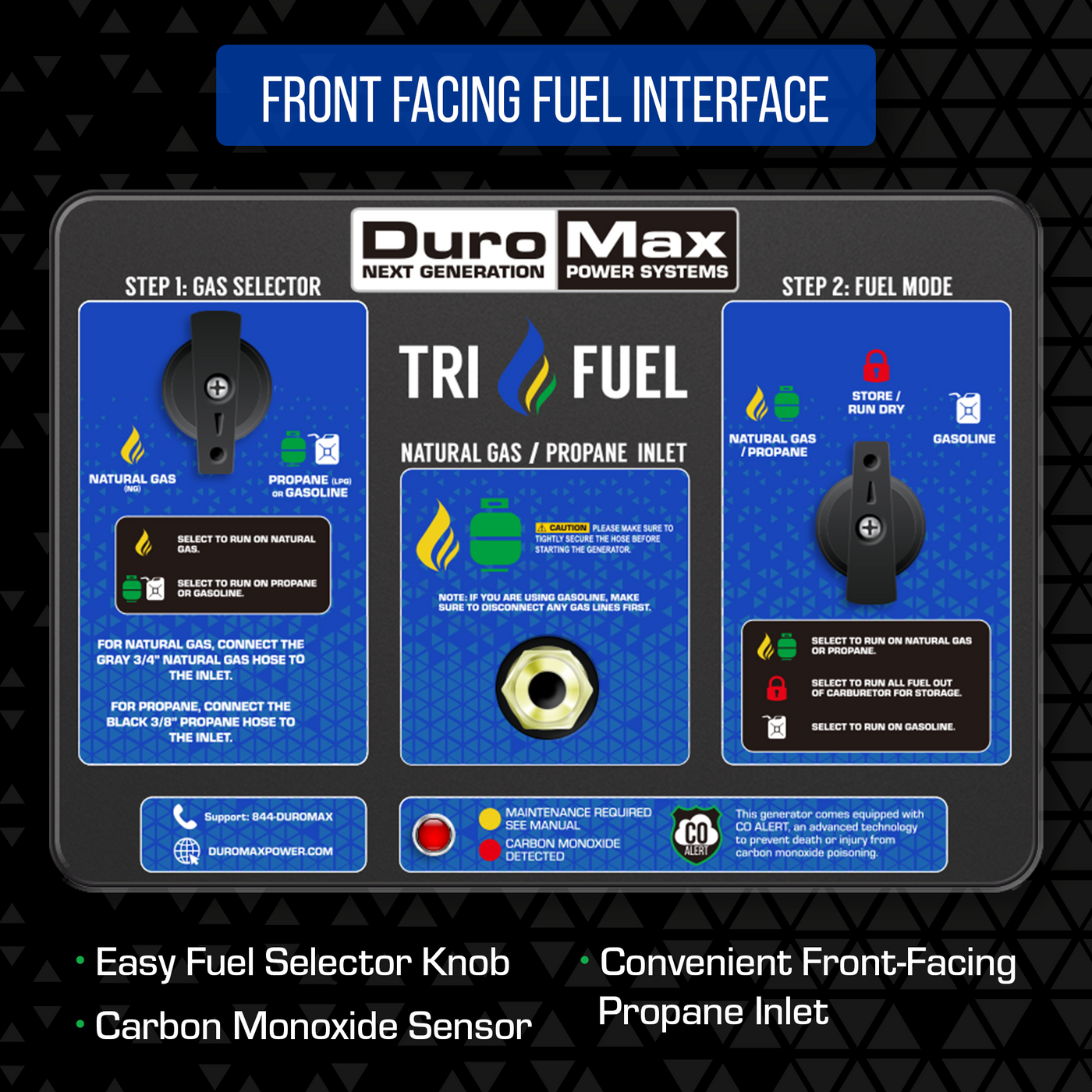 Watt Tri Fuel Portable Generator w/ CO Alert – DuroMax Power Equipment